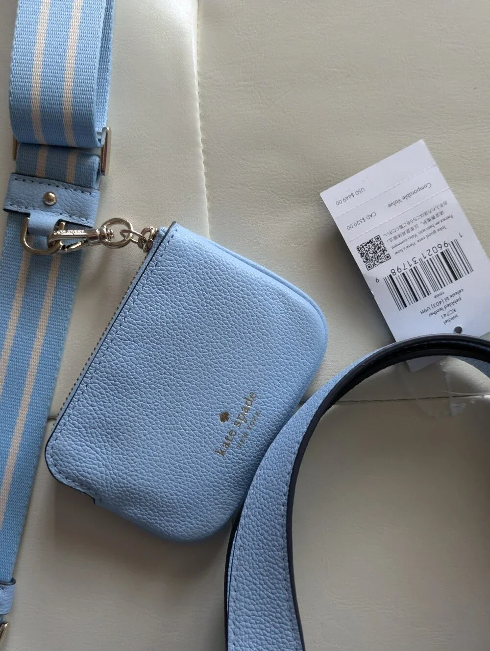 NWT Kate Spade Rosie Peppled Leather Satchel Celeste Blue